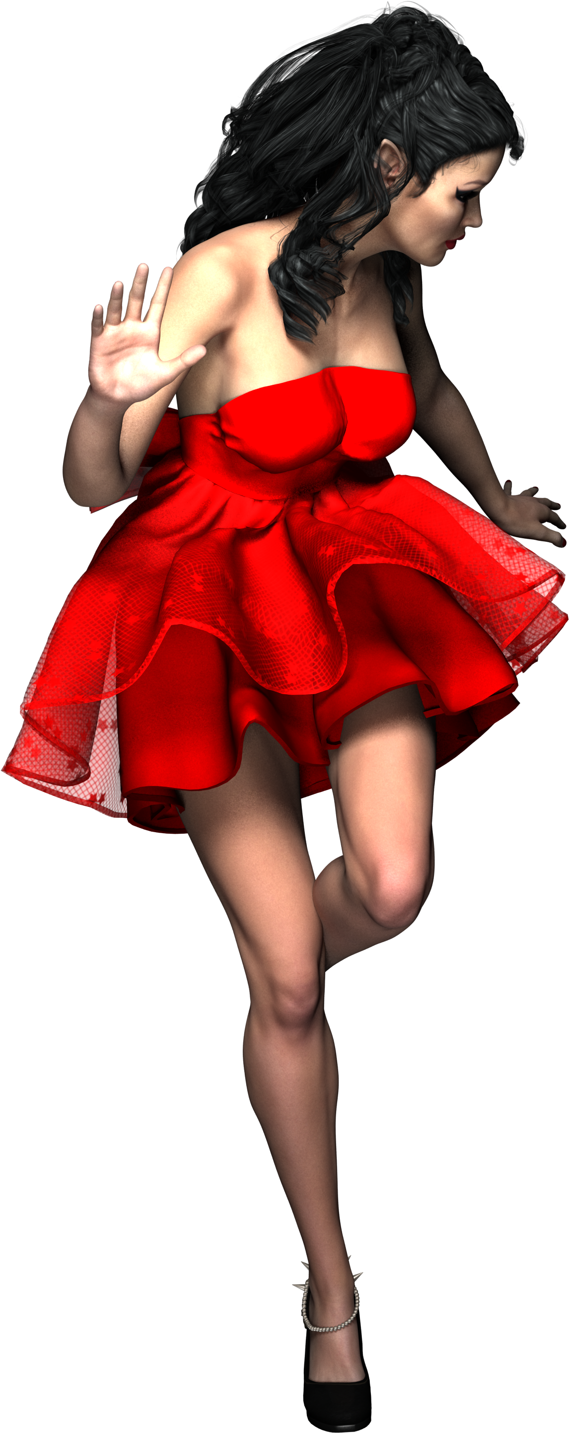 Lady Elf Red Dress Girl Woman 1073734 - Black Girls In Red Png Clipart (2318x3000), Png Download