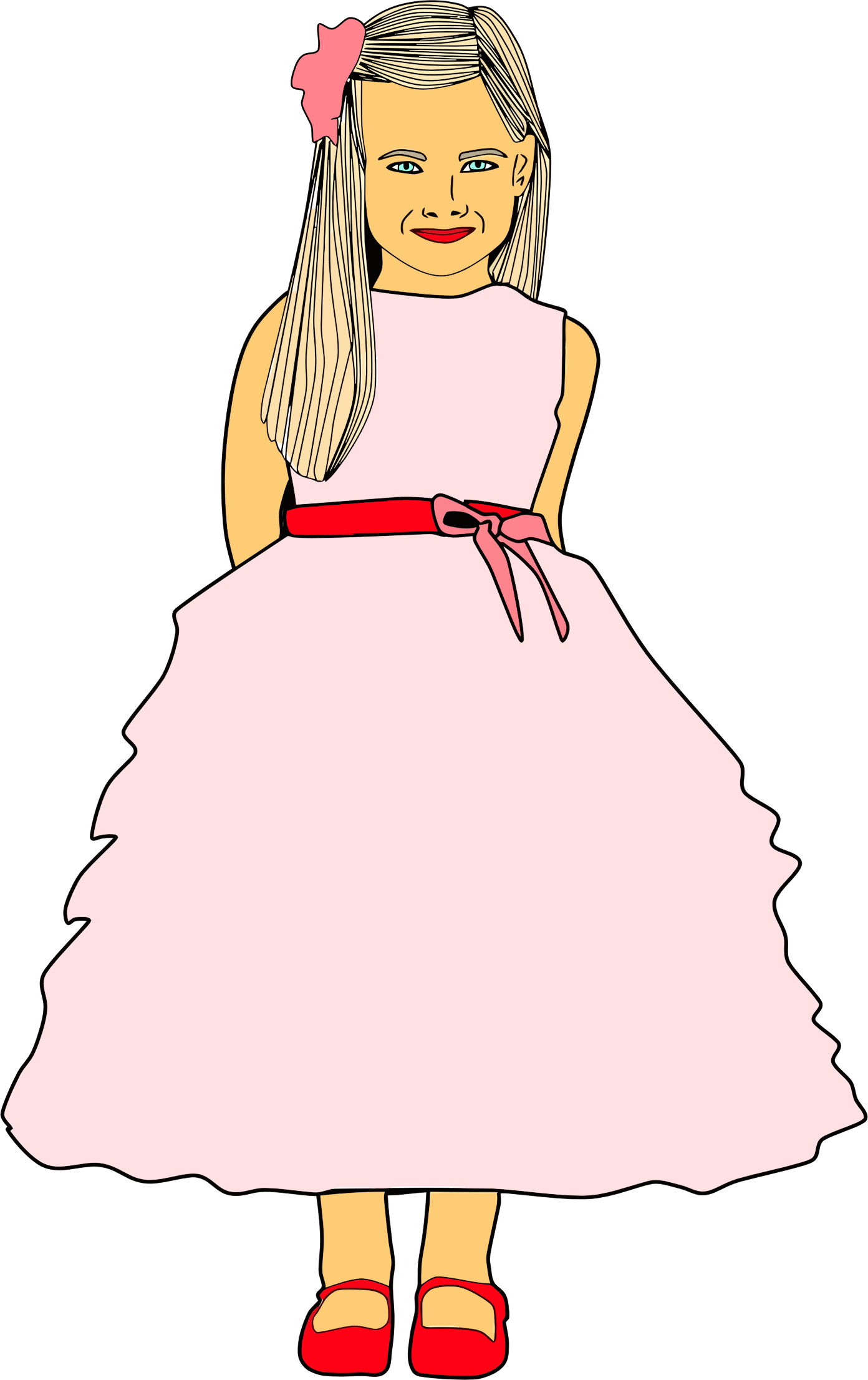 This Free Icons Png Design Of Cute Dressed Up Girl - Girl In Dress Clipart Transparent Png (1392x2212), Png Download
