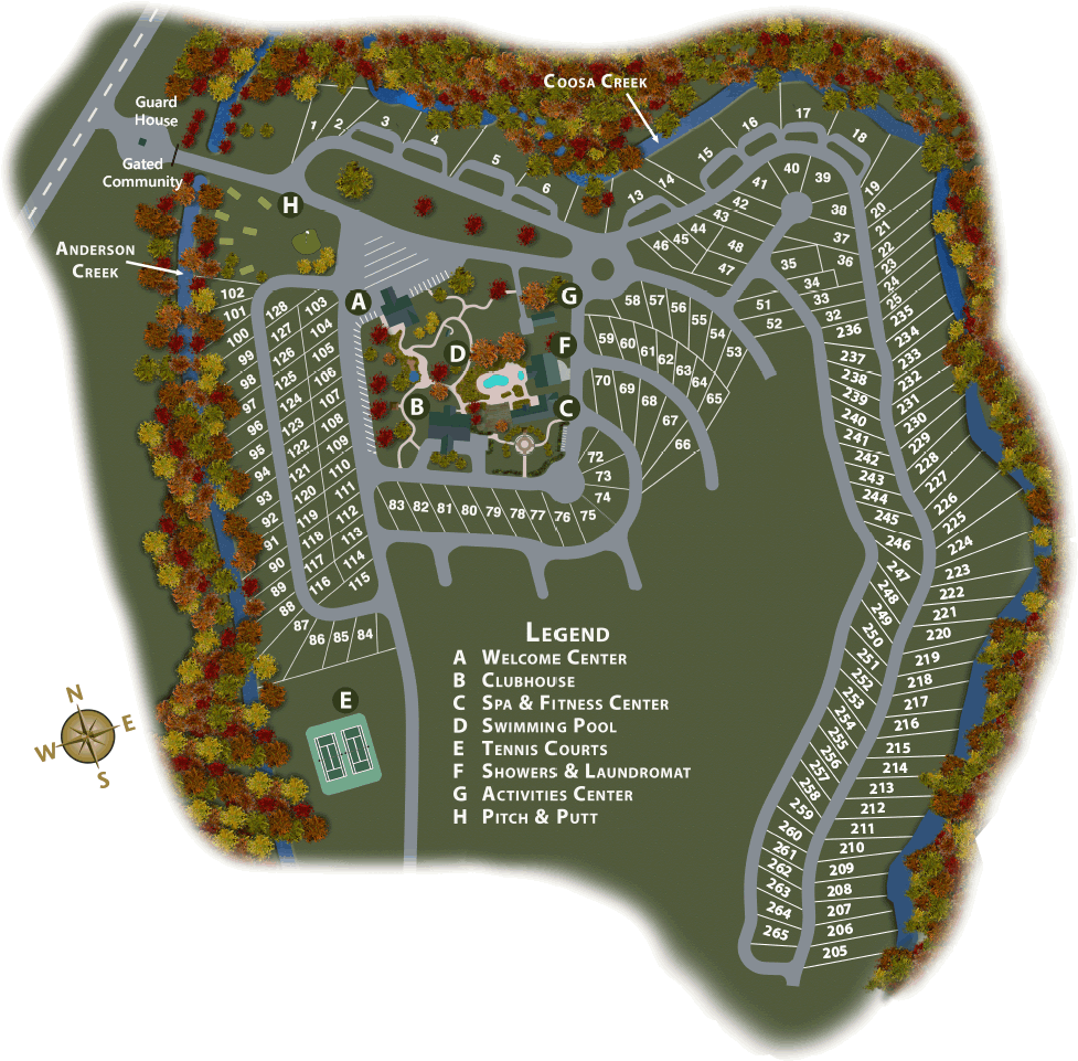 Crossing Creeks Site Map - Crossing Creeks Rv Resort Clipart (994x1000), Png Download