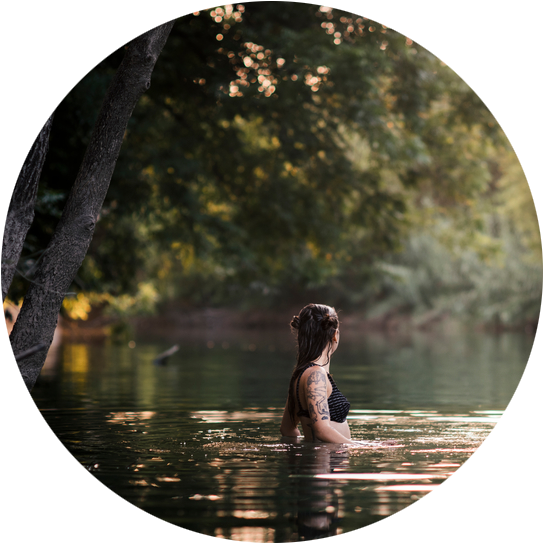 Siren-circle - Woman Swimming In Creek Clipart (576x554), Png Download