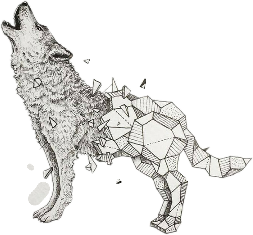 Wolf Sticker - Tattoo Moitier Geometrique Clipart (834x772), Png Download