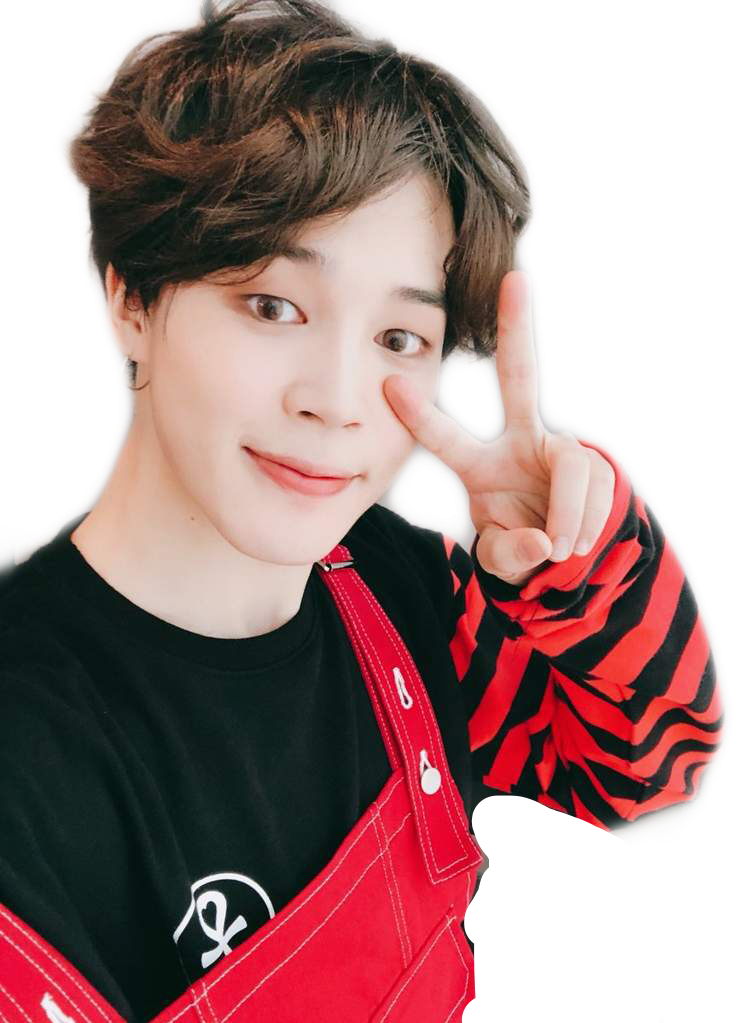 #jiminsticker #red #black Baby Mochi ❤ #freetoedit - Selca Jimin Peace Sign Clipart (738x1023), Png Download