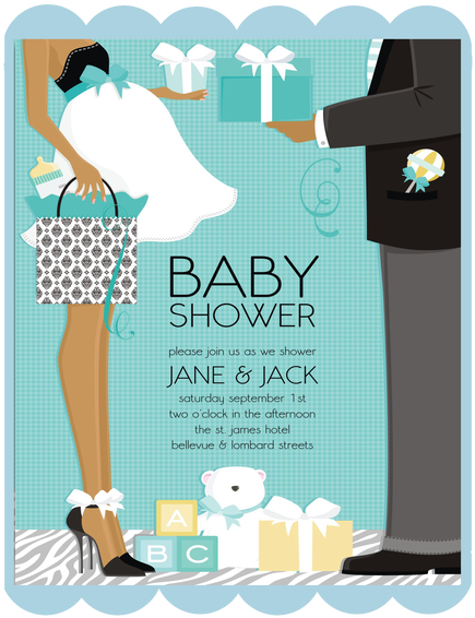 Couple Blue Trendy African American Keepsake Baby Shower - Free Printable Gender Neutral Baby Shower Invites Clipart (498x644), Png Download
