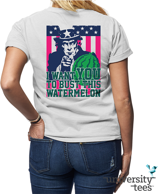 Uncle Sam Wants You To Have Kickass Shirts For Watermelon - Watermelon Bust T Shirt Design Clipart (600x660), Png Download