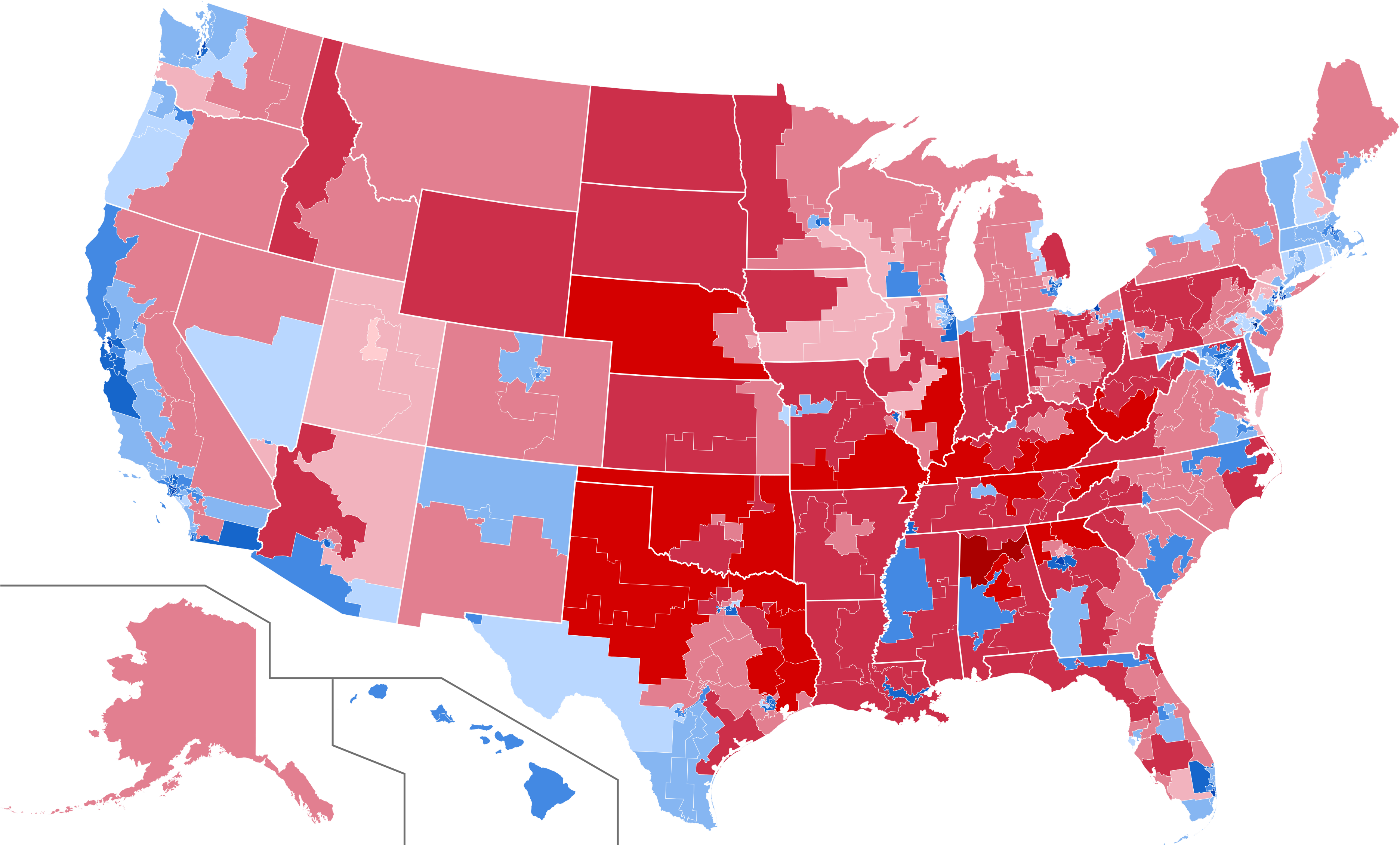 2016 Presidential Election, Results By Congressional - 2016 Election By Congressional District Clipart (3772x2265), Png Download