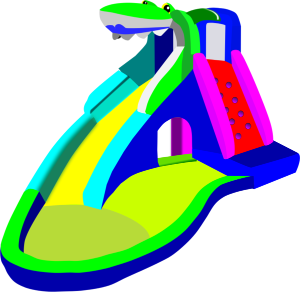 Bouncy Castle Water Slide Pool Vector Clip Art - Png Download (600x585), Png Download