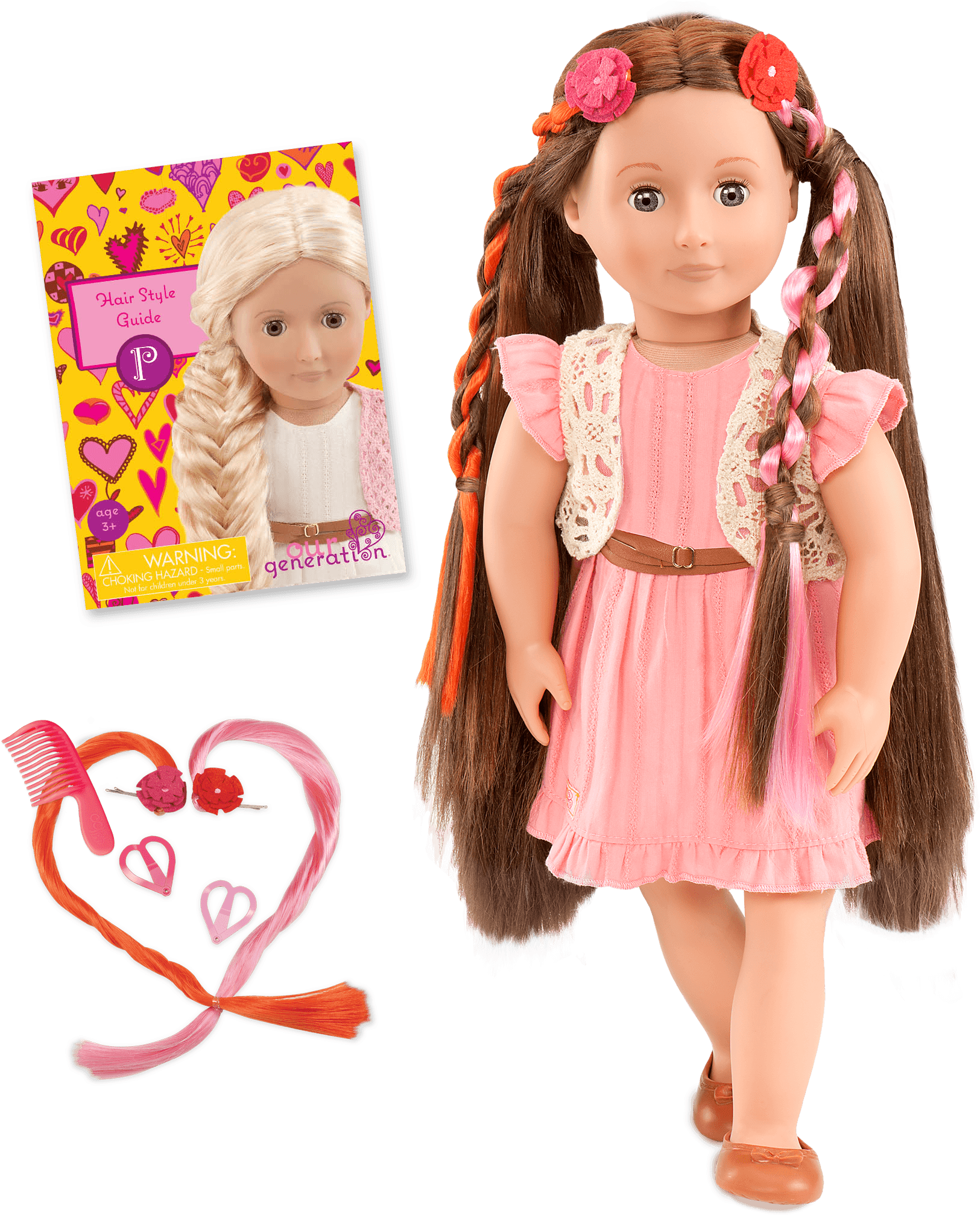 Bd37017a Main Parker Pink Dress Hairplay Doll All Components - Our Generation Hair Grow Doll Clipart (2100x2100), Png Download