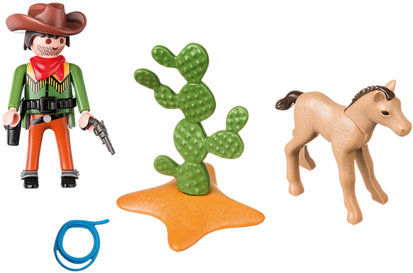 Cowboy With Foal - Cowboy Playmobil Clipart (700x490), Png Download