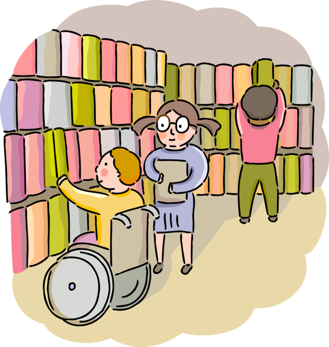 Vector Illustration Of Handicapped Academic Student - Cartoon Clipart (665x700), Png Download