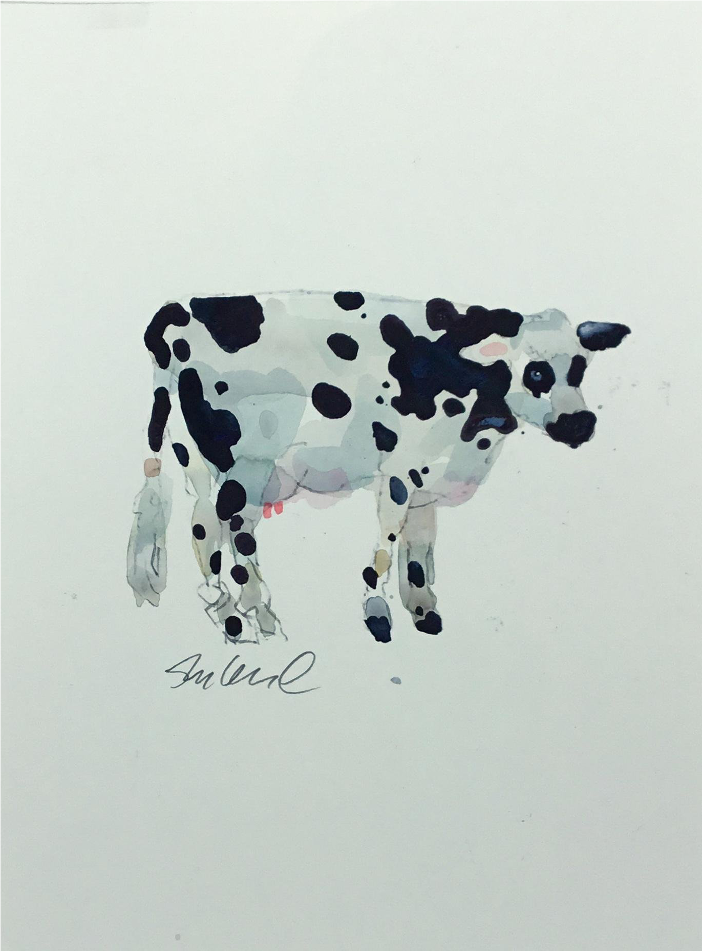 Drawing Cow Watercolor - Visual Arts Clipart (1522x2060), Png Download
