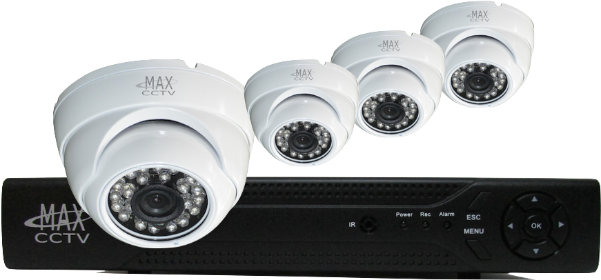 Max Plex4tk2 Hd Tvi 4 Cameras With Varifocal Lens Security - Security Camera System .png Clipart (956x543), Png Download