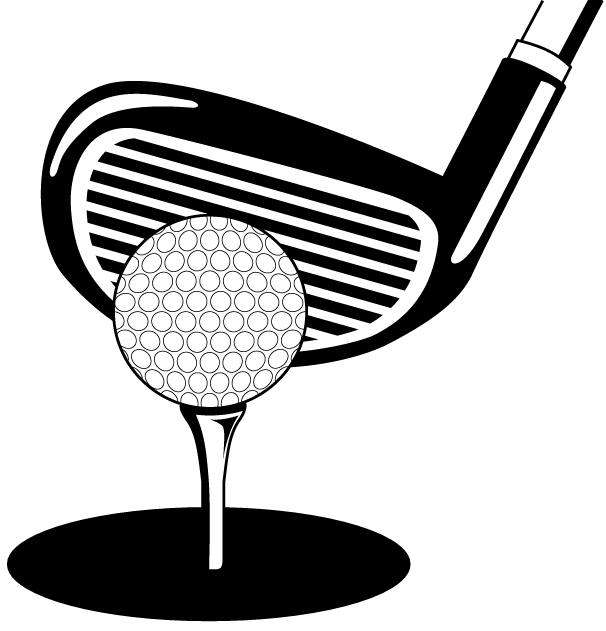 Golf Ball And Tee Clip Art Png - Golf Club Black And White Clipart Transparent Png (606x631), Png Download
