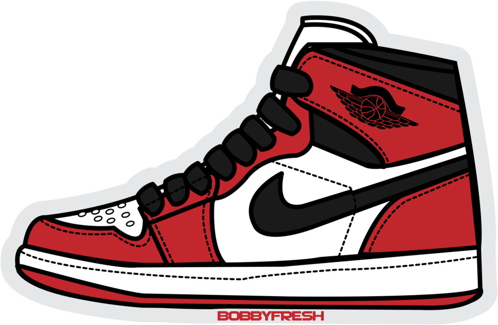 Jpg Transparent Library Basketball Shoe Free On Dumielauxepices - Air Jordan 1 Sticker Clipart (1024x768), Png Download