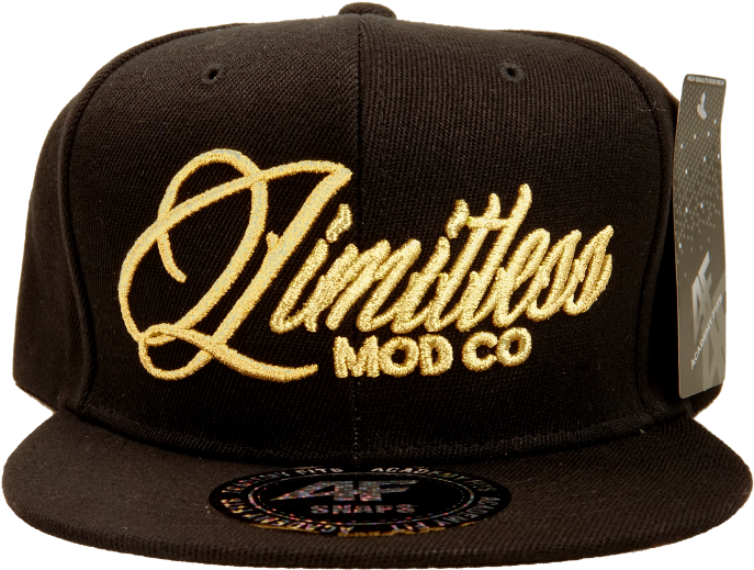 Limitless Snapback Hat Black With Gold Lettering - Snapback Vape Clipart (1000x667), Png Download