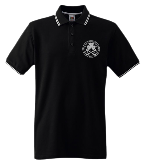 Logo Black/white - Black Polo Shirt With White Collar Clipart (561x561), Png Download