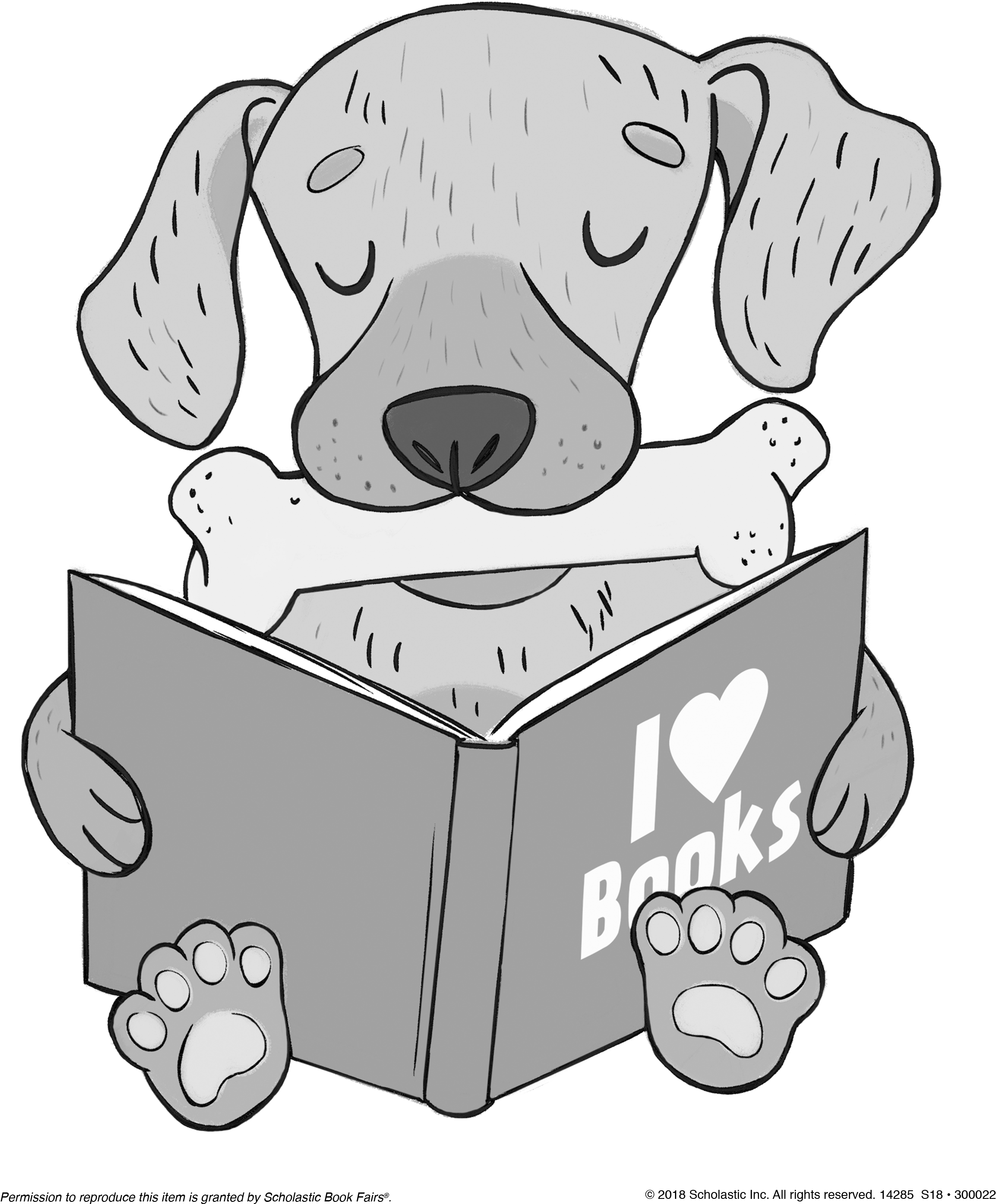 300022 Paws For Books Book Fair Clip Art Dog With Bone - Sketch - Png Download (2550x3300), Png Download