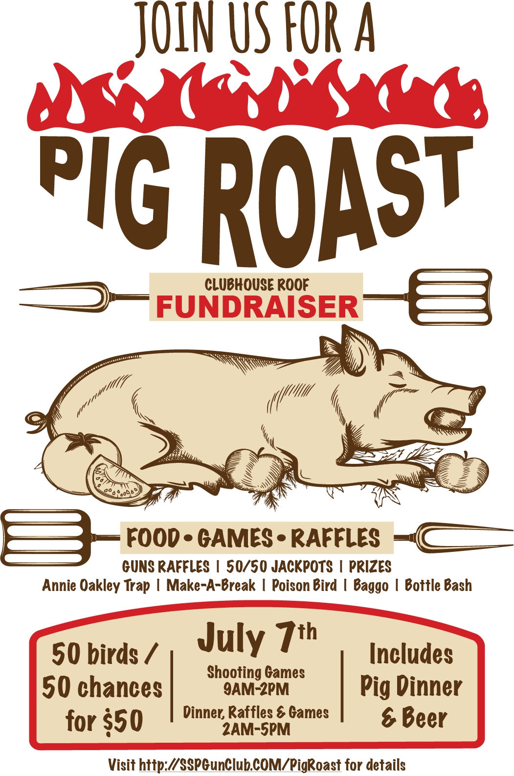 Pig Roast Fundraiser Saturday, July 7th - Domestic Pig Clipart (1051x1586), Png Download