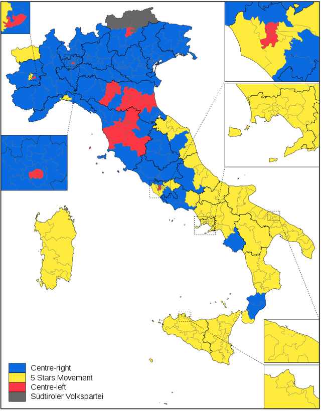 654px-italian 2018 Elections Chamber Of Deputies Constituencies - Italy Map Vector Free Clipart (640x820), Png Download
