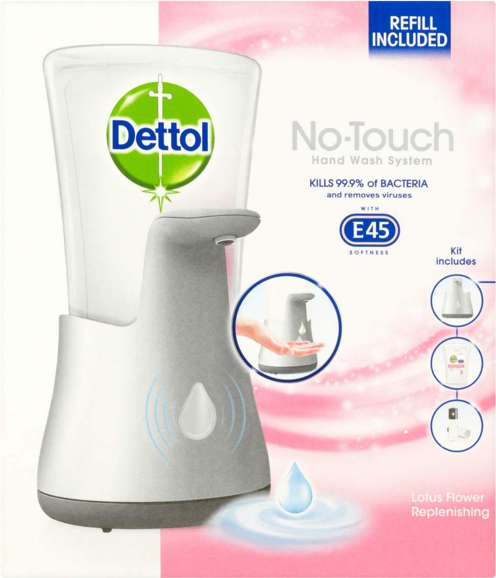 Dettol No Touch Antibacterial Hand Wash With E45 Softness - Dettol Automatic Soap Dispenser Clipart (1200x1200), Png Download