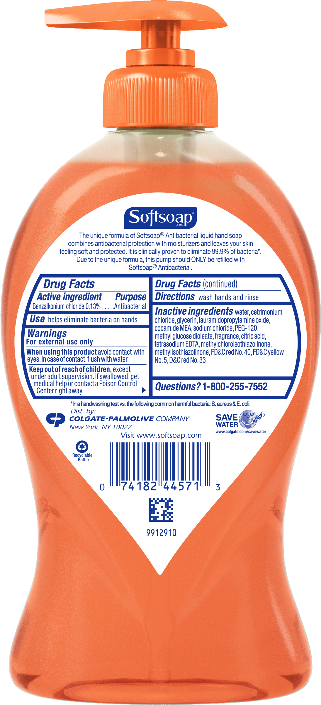 Softsoap Antibacterial Liquid Hand Soap, Crisp And - Plastic Bottle Clipart (2500x2500), Png Download