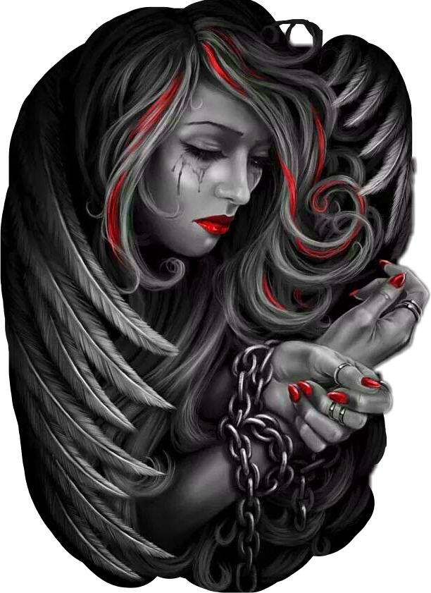 #angel #sad #gangster #tattoo #chain #lipstick #makeup - Dark Side Of Angel Clipart (612x841), Png Download