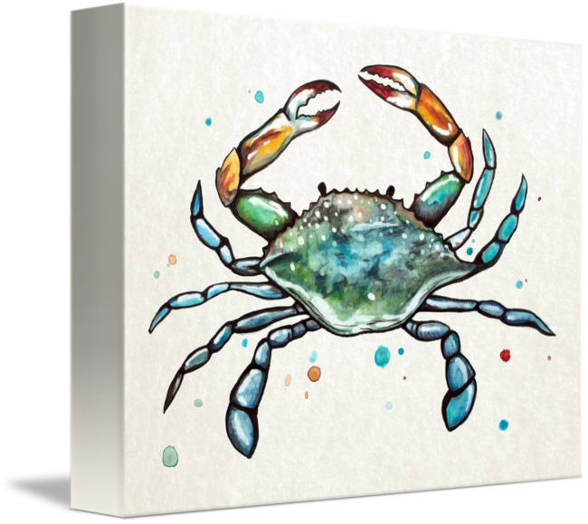 Maryland Blue Crab In Watercolor By Cheryl Marie - Maryland Blue Crab Painting Clipart (650x579), Png Download