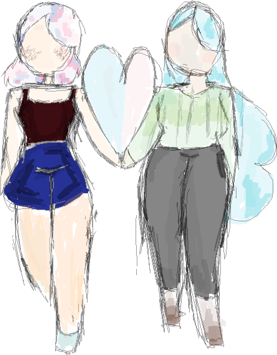 A Cute Lesbian Couple Because I Support > - Cute Lesbian Couple Drawings Clipart (1200x1200), Png Download