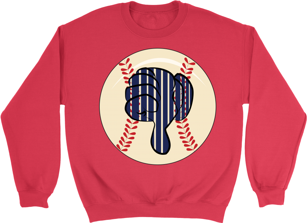 Thumbs Down T Shirt New York Pinstripe Baseball Unisex - Crew Neck Clipart (1000x1000), Png Download