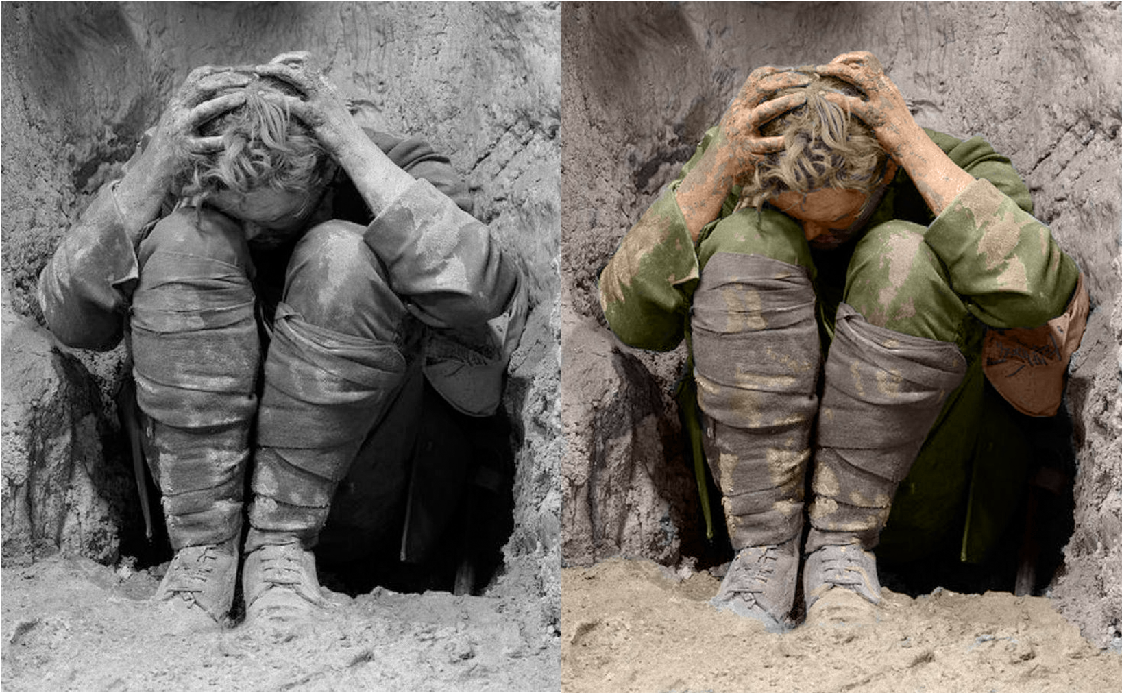 A World War One Soldier Presumably Suffering From Ptsd - Trenches Ww1 Shell Shock Clipart (1920x1080), Png Download
