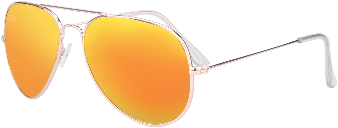 Sunkissed Aviator 3025 Sunglass, Gold Frame With Sunburst - Reflection Clipart (1280x617), Png Download