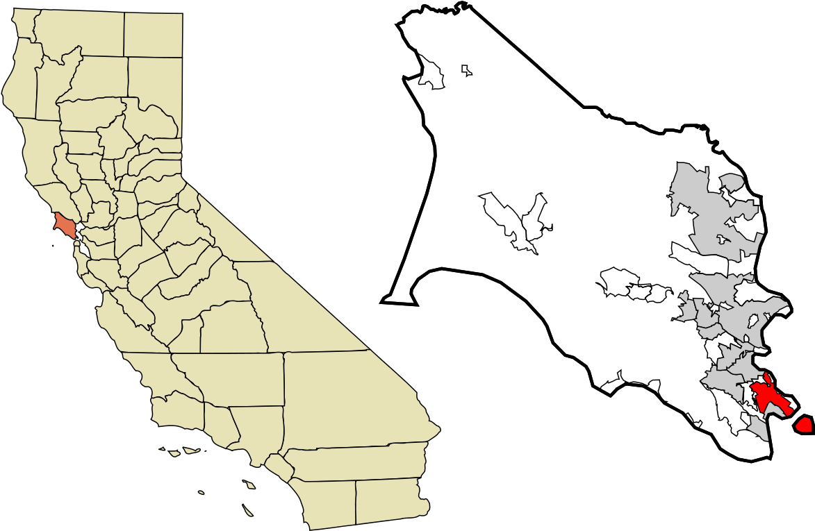 Marin County California Incorporated And Unincorporated - Bear Flag Revolt Map Clipart (1280x828), Png Download
