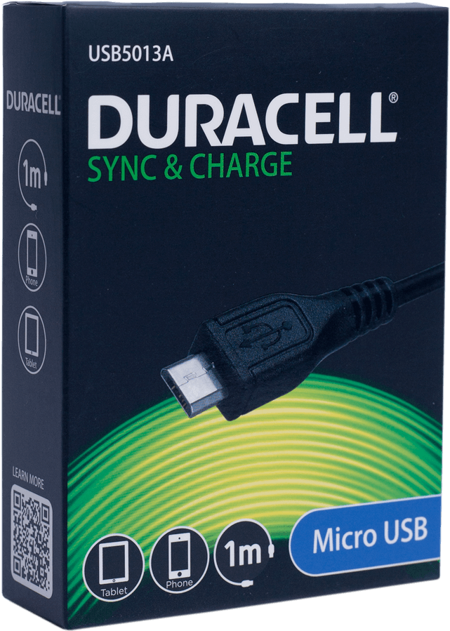 Duracell Micro Usb 1m Cable - Usb Cable Clipart (1200x900), Png Download