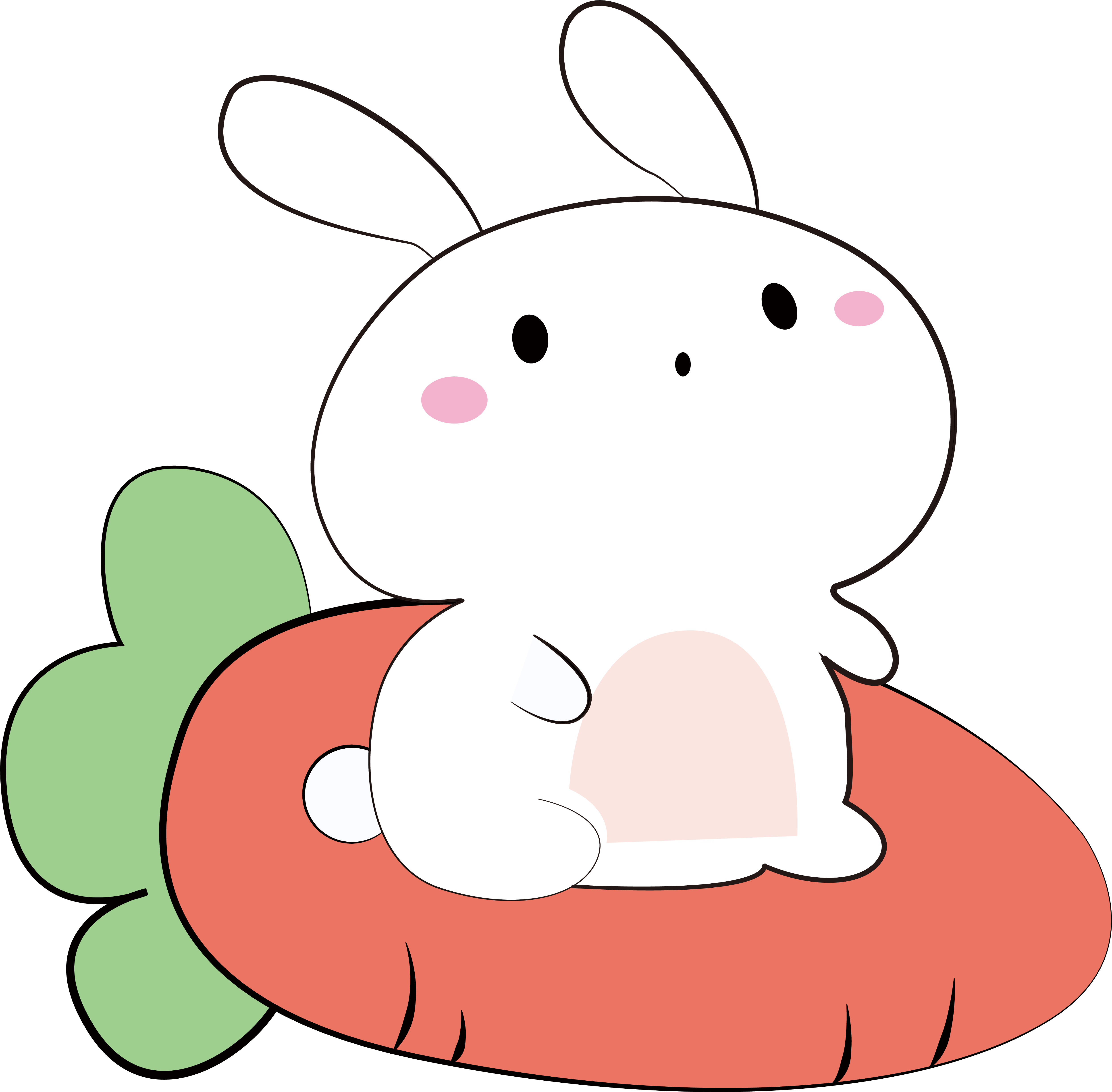 Cartoon Bunny Radish Cute Png And Vector Image Clipart (8333x8333), Png Download