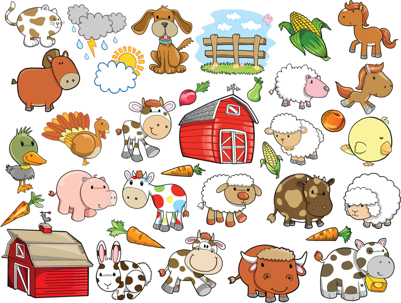 Cartoon Animals Vector Free Download Clipart (800x605), Png Download