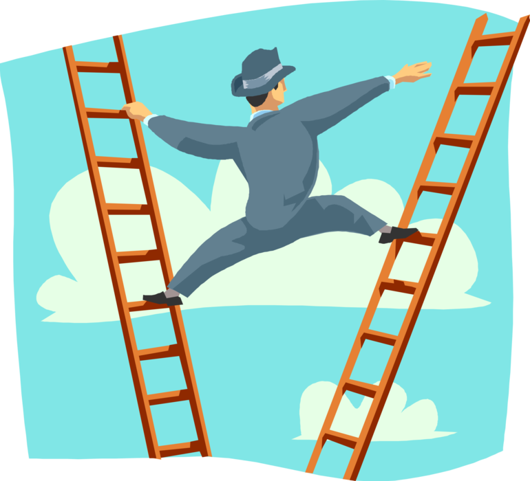 Challenges Of Corporate Ladder Image Illustration Presents - Climbing A Ladder Clipart Png Transparent Png (770x700), Png Download