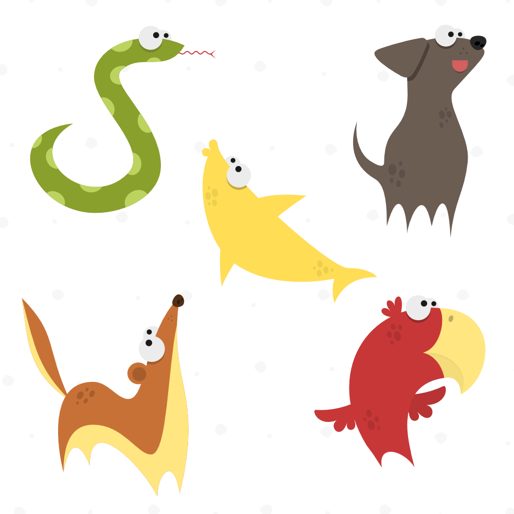 Cute Animals Vector Set - Cartoon Clipart (1000x1000), Png Download