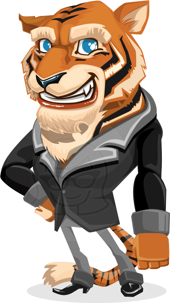 Tiger Businessman Vector Cartoon Character Aka Vice - Animal Cartoon Characters Design Clipart (866x1060), Png Download