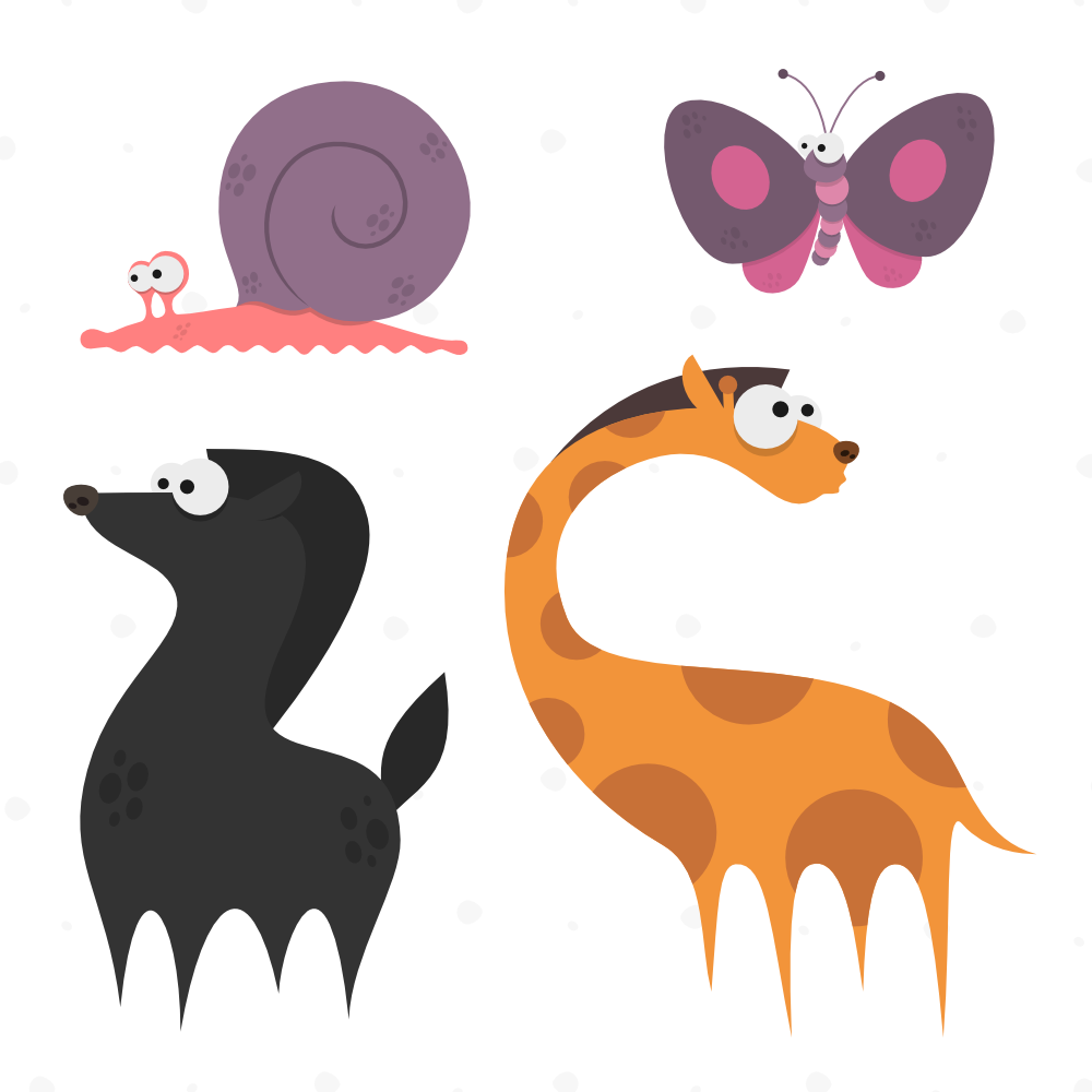 Cute Animals Vector Set - Cartoon Clipart (1000x1000), Png Download
