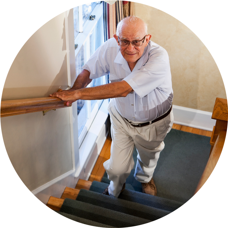 People Returning Home From Hospitalization Or Rehab - Old Person Climbing Stairs Clipart (800x775), Png Download