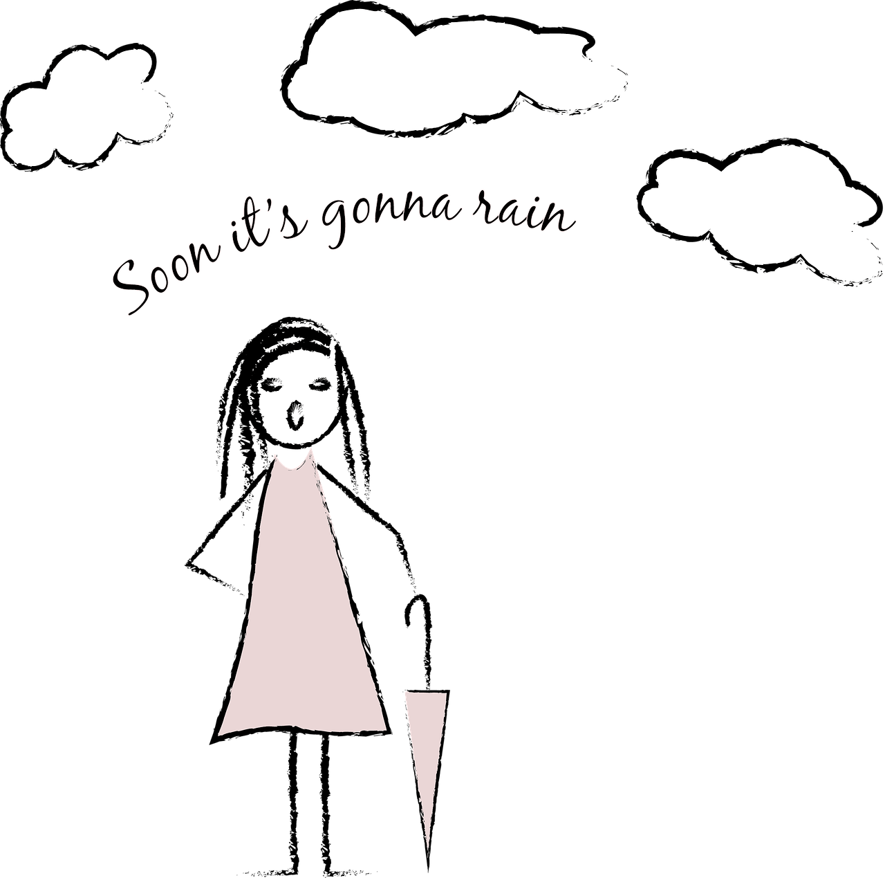 Rain Clouds Umbrella - Cartoon Clipart (1280x1269), Png Download