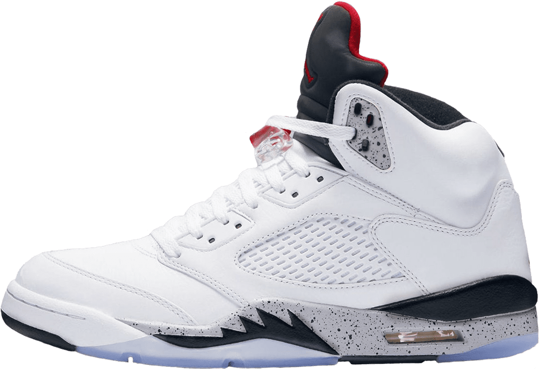Nike Air Jordan 5 Retro Gs White / University Red / - Jordan Retro 5 White Cement Clipart (1200x1308), Png Download