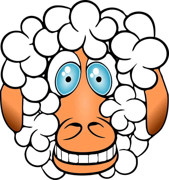 Sheep, Crazy, Grinning, Funny, Comical, Cartoon, Animal - Crazy Sheep Drawings Clipart (673x720), Png Download