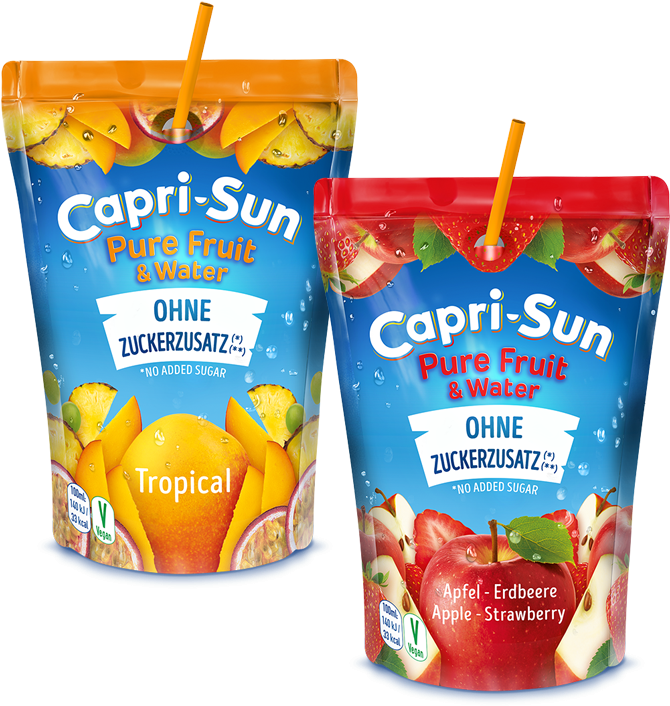 Capri Sun Pure Fruit & Water Tropical And Apple Strawberry - Capri Sun Sorten Clipart (800x800), Png Download