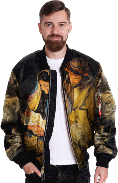 Com Mary Mother And Jesus Over Print Jacket %tag - Jacket Clipart (700x700), Png Download