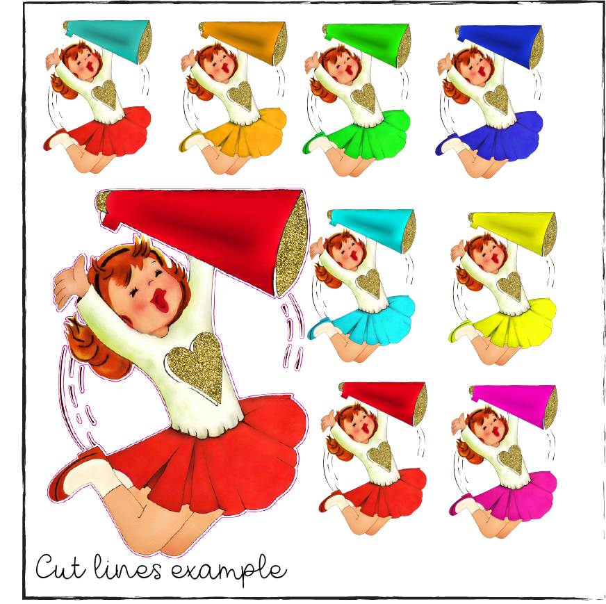 Sew Down South - Cheerleader Vintage Cartoon Clipart (872x869), Png Download