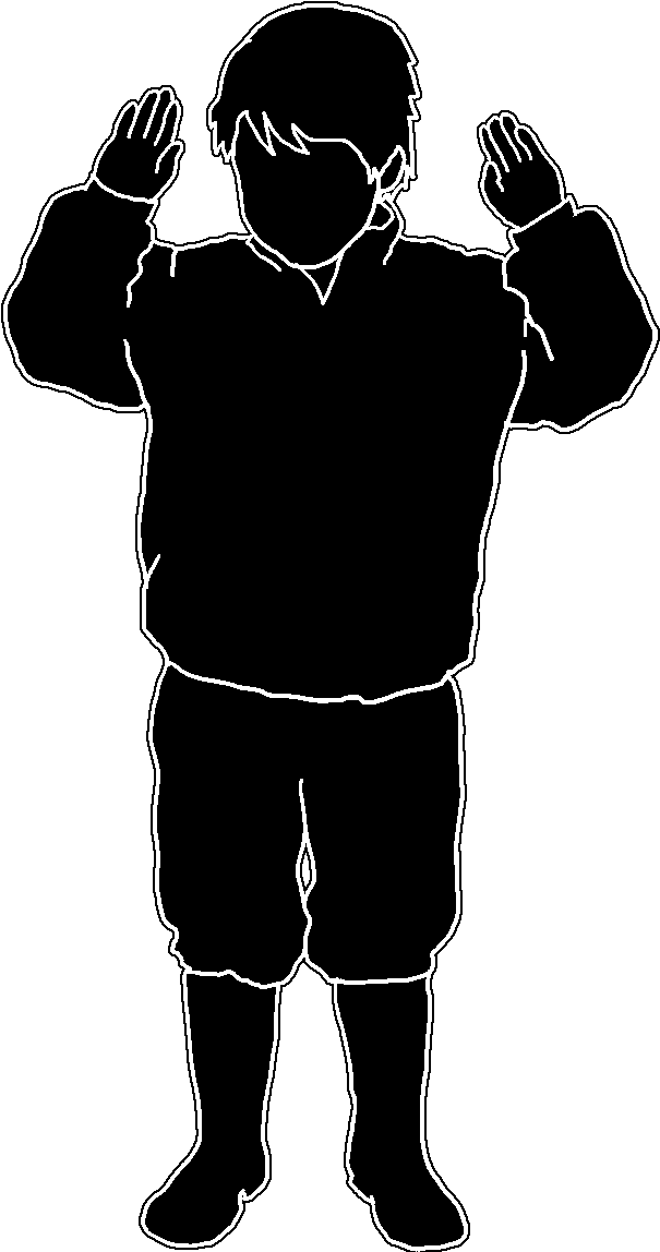 Black Cilhouette Kid White Line - Illustration Clipart (605x1148), Png Download