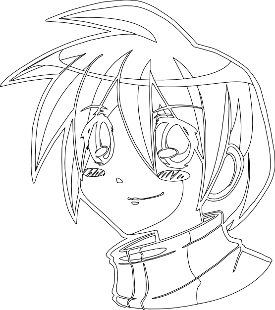 El Sato Manga Kid Head Black White Line Art 555px - Cartoon Clipart (555x626), Png Download