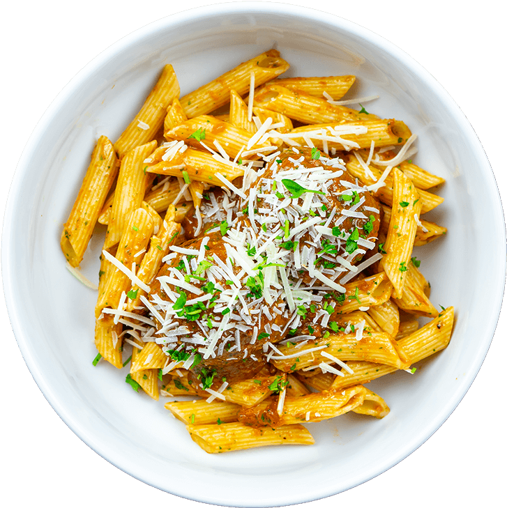 Tomato & Pesto Penne W/turkey Meatballs - Fast Food Clipart (800x800), Png Download