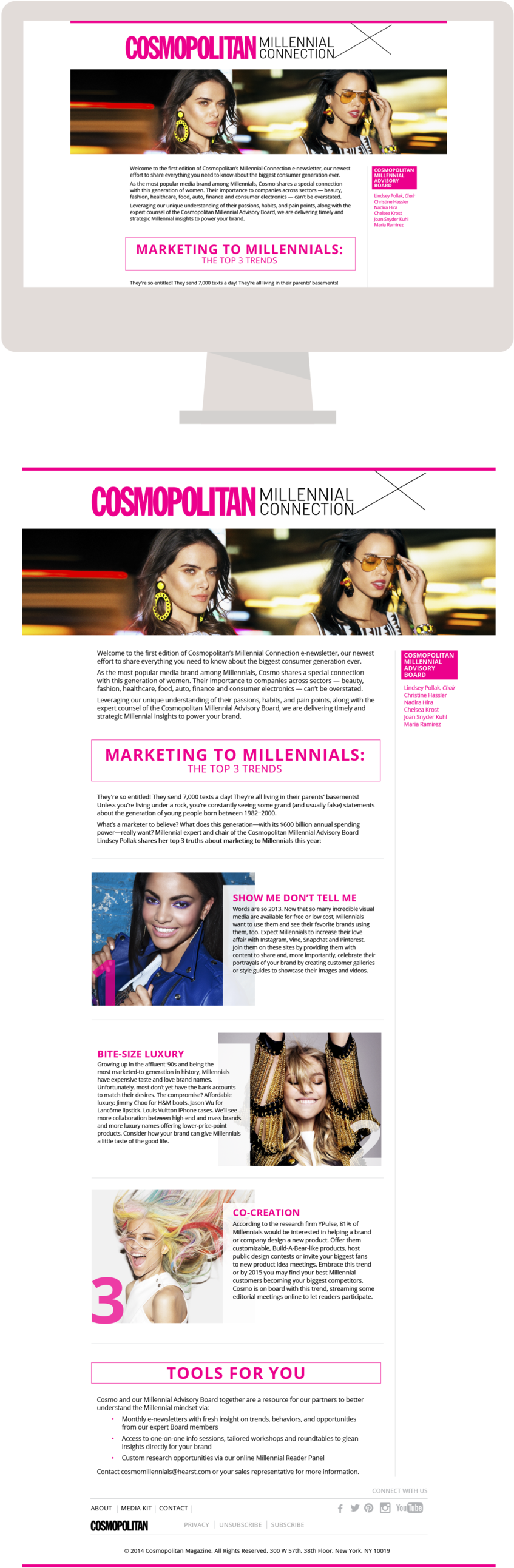 Cosmo Newsletter Millenial@2x - Girl Clipart (1000x2716), Png Download