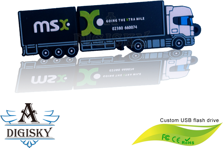 Long Cargo Truck Pvc Usb Memory Stick - Freight Car Clipart (800x800), Png Download